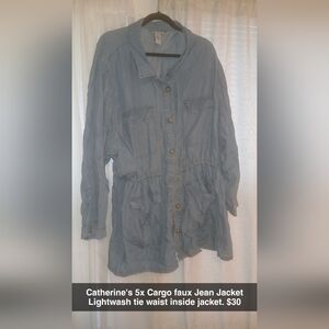 Catherines Light Blue Denim Jacket with Tie Waist